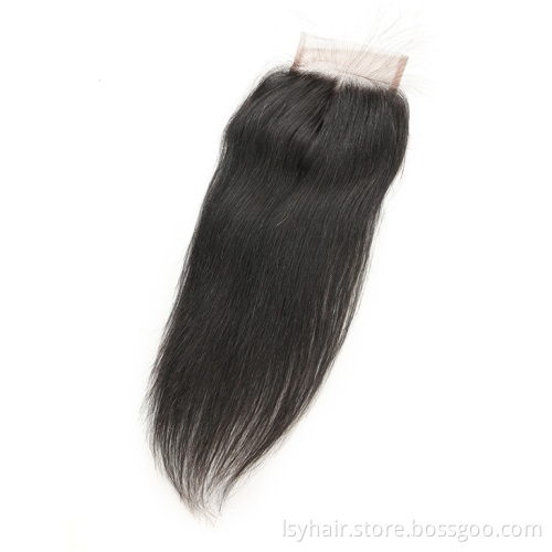 Wholesale  transparent bleach knot cuticle aligned 4X4 lace closure middle part virgin hair  lace closure with baby hair